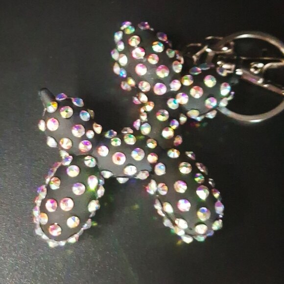 Bedazzled Balloon Dog Keychain, Black with Iridescent Stones - Picture 2 of 5
